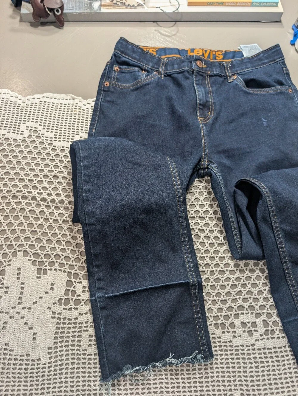 Levis Dark Blue Denim Jeans - Classic Straight Fit Boys Size 20, 30X32
